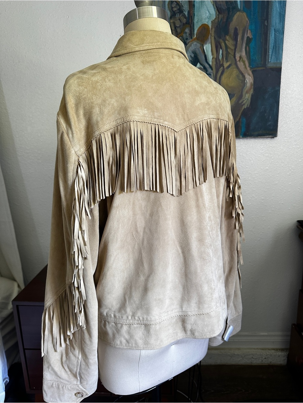 Ralph Lauren Beige Suede Fringe Jacket - Picture 3 of 6